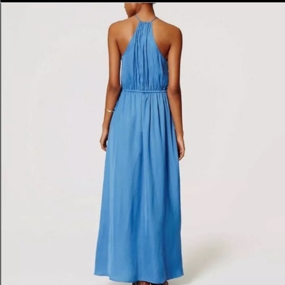 LOFT Ann Taylor | NWT Blue Grecian blue Beach Tassel Halter Boho Maxi Dress M - Picture 12 of 12